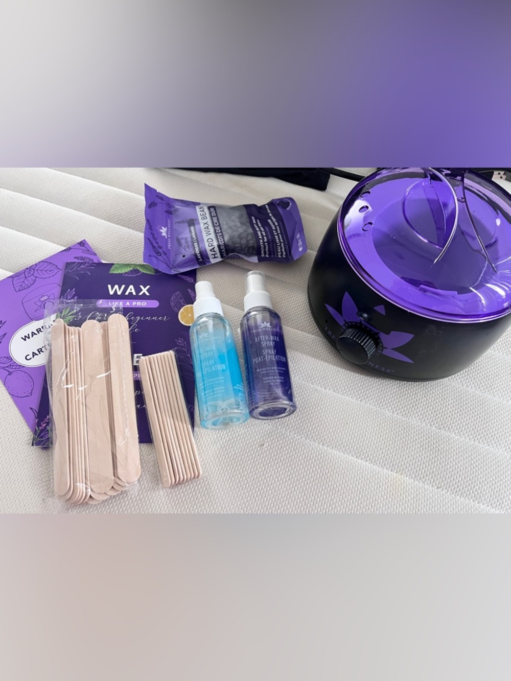 Purple Electric Wax Warmer Hair Removal Kit with Applicator Sticks